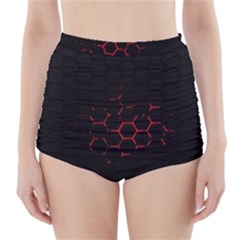 Abstract Pattern Honeycomb High-waisted Bikini Bottoms