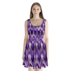 Purple Wavy Split Back Mini Dress  by KirstenStar