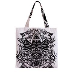 Tattoo Tribal Owl Zipper Grocery Tote Bag by Valentinaart