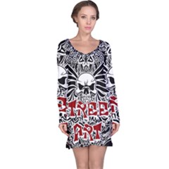 Tattoo Tribal Street Art Long Sleeve Nightdress by Valentinaart