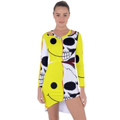 Skull Behind Your Smile Asymmetric Cut-Out Shift Dress