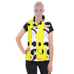 Skull Behind Your Smile Women s Button Up Puffer Vest by BangZart