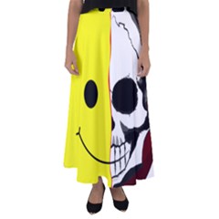 Skull Behind Your Smile Flared Maxi Skirt