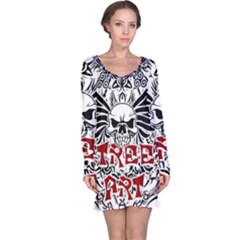 Tattoo Tribal Street Art Long Sleeve Nightdress by Valentinaart