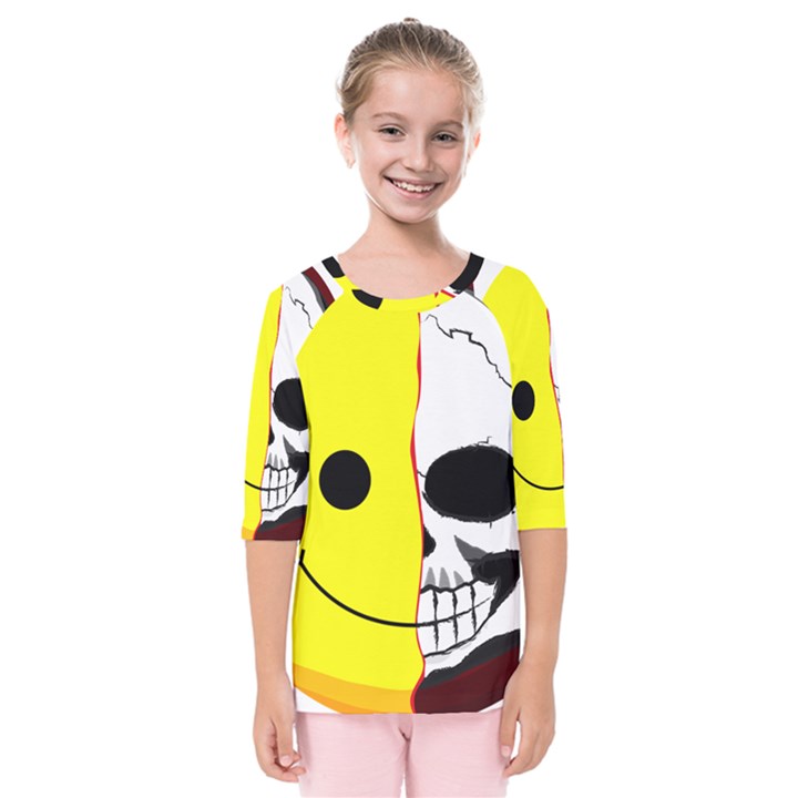 Skull Behind Your Smile Kids  Quarter Sleeve Raglan Tee