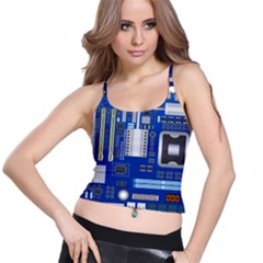 Classic Blue Computer Mainboard Spaghetti Strap Bra Top