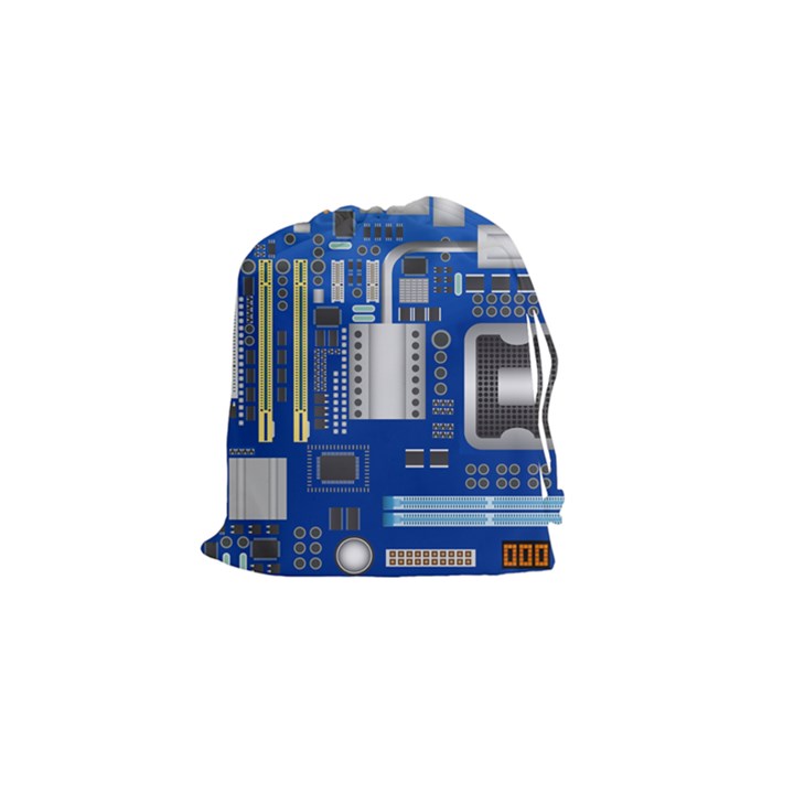 Classic Blue Computer Mainboard Drawstring Pouches (Small) 
