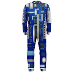 Classic Blue Computer Mainboard Onepiece Jumpsuit (men)  by BangZart
