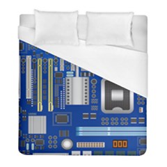 Classic Blue Computer Mainboard Duvet Cover (full/ Double Size) by BangZart