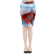 Heart In Ice Cube Midi Wrap Pencil Skirt