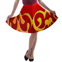 Easter Decorative Red Egg A-line Skater Skirt by BangZart