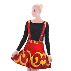 Easter Decorative Red Egg Suspender Skater Skirt by BangZart