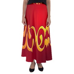Easter Decorative Red Egg Flared Maxi Skirt