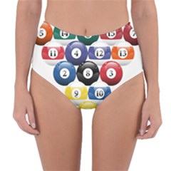 Racked Billiard Pool Balls Reversible High-Waist Bikini Bottoms