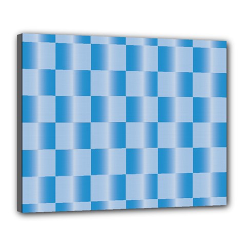 Blue Plaided Pattern Canvas 20  X 16  by paulaoliveiradesign