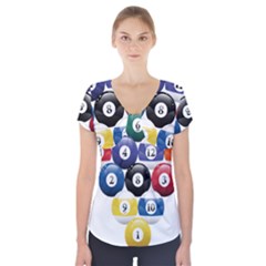 Racked Billiard Pool Balls Short Sleeve Front Detail Top