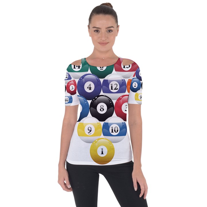 Racked Billiard Pool Balls Short Sleeve Top