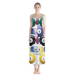 Racked Billiard Pool Balls Button Up Chiffon Maxi Dress