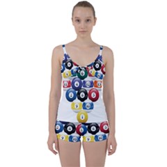 Racked Billiard Pool Balls Tie Front Two Piece Tankini