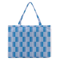Blue Plaided Pattern Medium Zipper Tote Bag