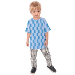 Blue Plaided Pattern Kids Raglan Tee