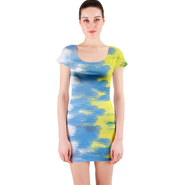 Brazil Colors Pattern Short Sleeve Bodycon Dress