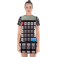 Calculator Drop Hem Mini Chiffon Dress