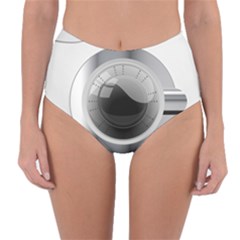 White Washing Machine Reversible High-waist Bikini Bottoms