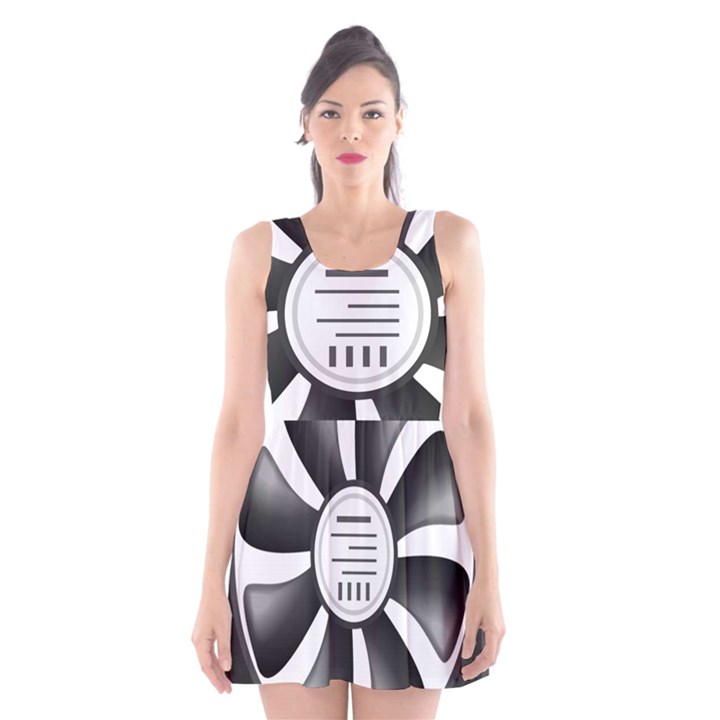 12v Computer Fan Scoop Neck Skater Dress