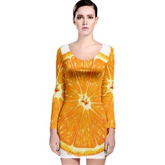 Orange Slice Long Sleeve Velvet Bodycon Dress