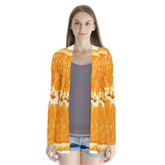 Orange Slice Drape Collar Cardigan