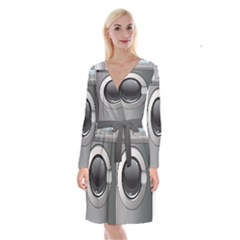 Washing Machine Long Sleeve Velvet Front Wrap Dress