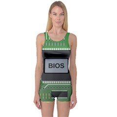 Computer Bios Board One Piece Boyleg Swimsuit