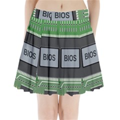 Computer Bios Board Pleated Mini Skirt