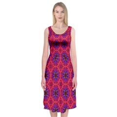 Retro Abstract Boho Unique Midi Sleeveless Dress