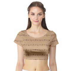 Brown Pattern Background Texture Short Sleeve Crop Top (tight Fit)