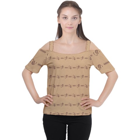 Brown Pattern Background Texture Cutout Shoulder Tee by BangZart
