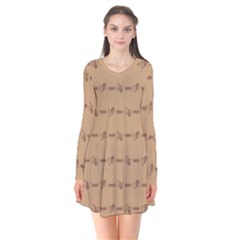 Brown Pattern Background Texture Flare Dress