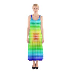 Square Rainbow Pattern Box Sleeveless Maxi Dress