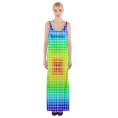 Square Rainbow Pattern Box Maxi Thigh Split Dress