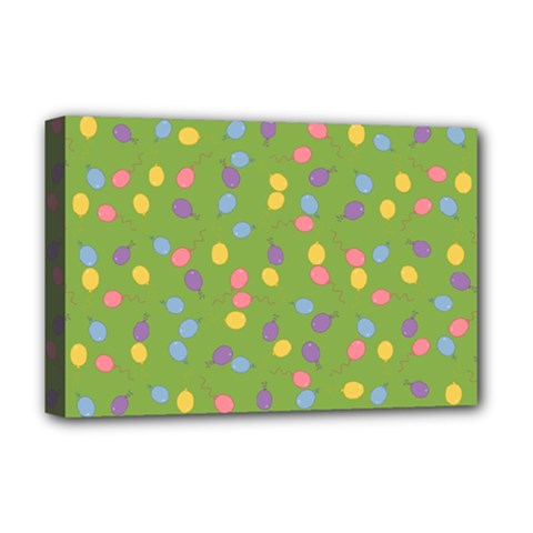 Balloon Grass Party Green Purple Deluxe Canvas 18  X 12   by BangZart