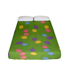 Balloon Grass Party Green Purple Fitted Sheet (full/ Double Size)