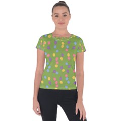 Balloon Grass Party Green Purple Short Sleeve Sports Top  by BangZart