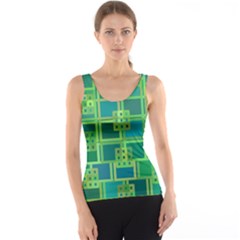 Green Abstract Geometric Tank Top