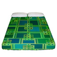 Green Abstract Geometric Fitted Sheet (california King Size)