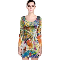 Multicolor Anime Colors Colorful Long Sleeve Bodycon Dress