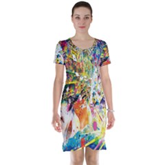 Multicolor Anime Colors Colorful Short Sleeve Nightdress