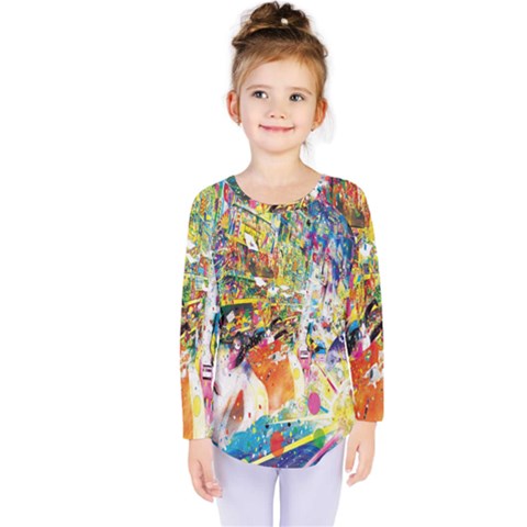 Multicolor Anime Colors Colorful Kids  Long Sleeve Tee by BangZart