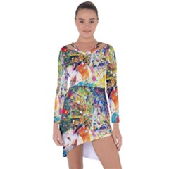 Multicolor Anime Colors Colorful Asymmetric Cut-out Shift Dress