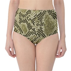 Yellow Snake Skin Pattern High-waist Bikini Bottoms